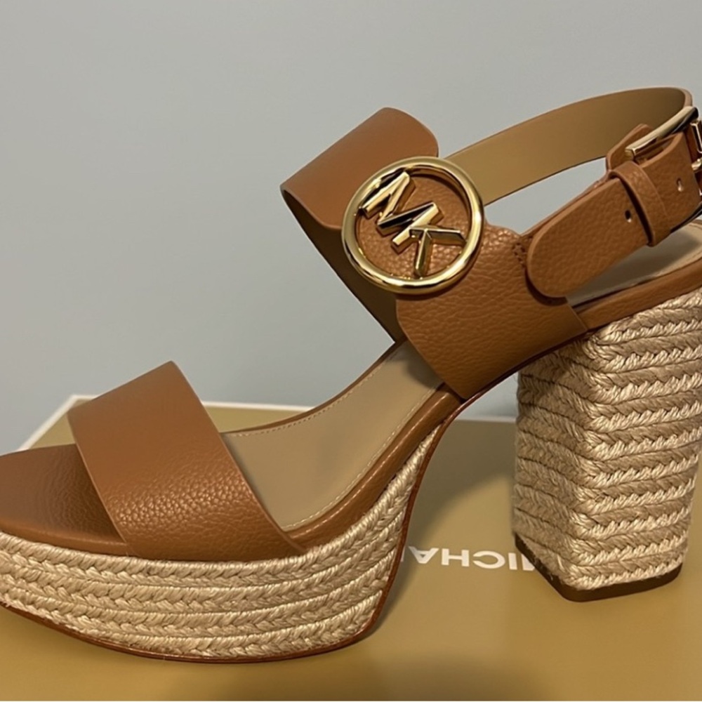 Michael Kors Camel Wedge Sandals - Picture 2 of 8